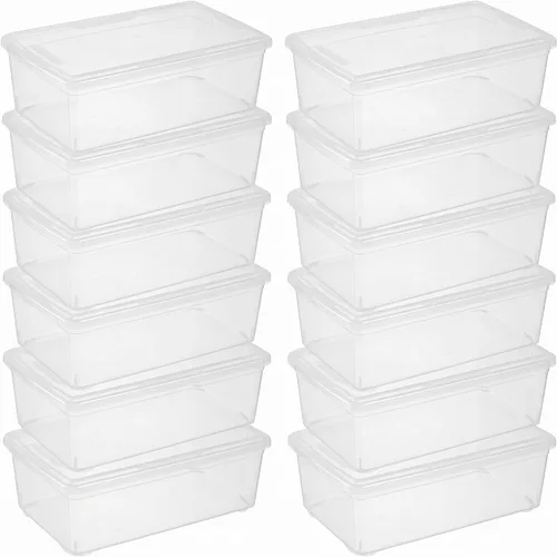 Vista 8 de novelinks Paquete de 6 contenedores de almacenamiento de plástico de 6 cuartos con tapas, contenedores de almacenamiento apilables con tapas