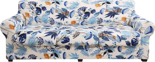 Vista 56 de hyha Funda para sofá, fundas para sofá biplaza, diseño floral, elásticas, estampadas, 3 piezas, fundas para sofá de 2 cojines separados, protector