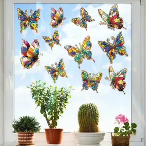 Vista 3 de 20 piezas de calcomanías para ventanas contra golpes de pájaros, calcomanías anticolisión para ventanas, calcomanías de ventana con reflejos de arco