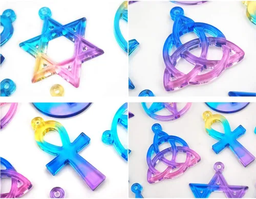 Vista 7 de Molde de resina con colgante de amuleto espiritual para bricolaje con forma de estrella y pentagramas