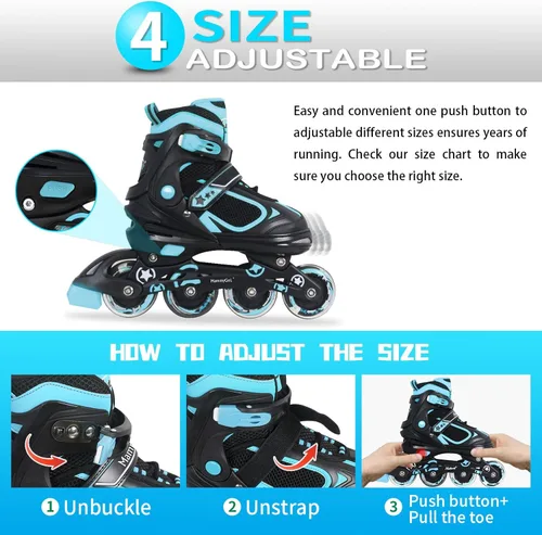 Vista 25 de MammyGol Patines en línea ajustables para niños y niñas, patines con ruedas iluminadas de 4 a 16 años