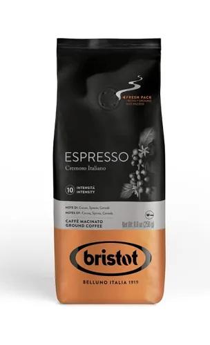 Vista 9 de Bristot Café molido 100% arábica – Espresso italiano delicado – Tostado medio – Café molido para moka, prensa francesa y filtro – 8.8 oz (250 g)