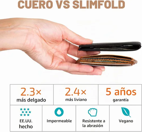 Vista 6 de SlimFold™ Cartera minimalista - Opción RFID - Delgada, duradera e impermeable garantizada - Fabricado en Estados Unidos - Tamaño NANO, Negro
