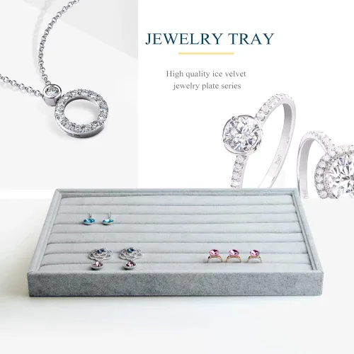Vista 2 de Oirlv - Bandejas de terciopelo apilables para joyas, organizador de joyas, bandejas de almacenamiento