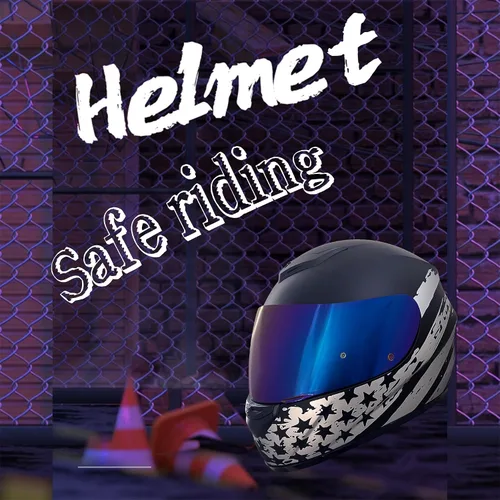 Vista 5 de KRN Casco de motocicleta de cara completa con visera de color aprobado por DOT, casco, pasamontañas y visera transparente con estrella