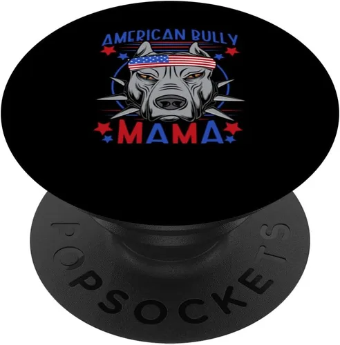 Vista 6 de American Bully Mama Bulldog Dog USA Mom Bandana 4th july PopSockets MagSafe PopGrip for iPhone