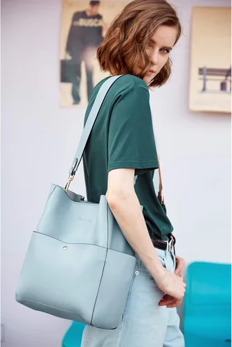 Vista 2 de BOSTANTEN - Bolsos de cuero al hombro tipo balde para mujer
