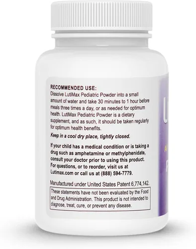 Vista 9 de Luti max - Suplemento cerebral pediátrico en polvo con luteolina y rutina, memoria, enfoque, músculo y apoyo inmunológico para niños, suplementos