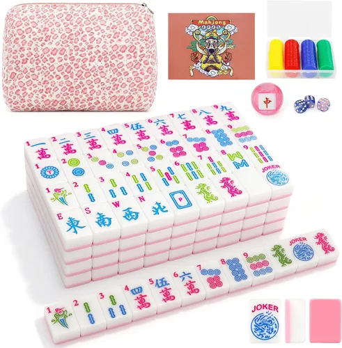 Vista 10 de Set de Juego de Mahjong Americano Jolitac, 166 Azulejos Premium, Set de Mahjong de 1.2 Pulgadas con Bolsa de Transporte Resistente, Bolsa