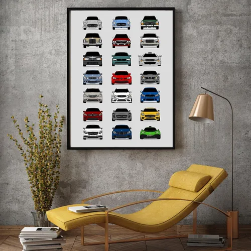 Vista 5 de Custom Car Posters Póster hecho a mano compatible con Mercedes-Benz Impresión de Evolución Arte de Pared Decoración Mejor de las Generaciones
