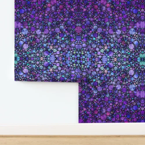 Vista 4 de Papel tapiz para despegar y pegar, formas de círculos morados, negro, geométrico, abstracto, amor, papel tapiz extraíble personalizado por