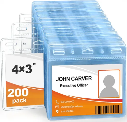 Vista 8 de 100 protectores de tarjeta de identificación con nombre y tarjetero de 4 x