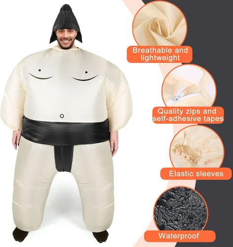 Vista 3 de Disfraz inflable de sumo para adultos, trajes de lucha libre, disfraz inflable de Halloween para hombres y mujeres, fiesta de cosplay de Halloween