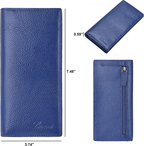 Vista 4 de Lavemi Carteras de cuero ultrafinas con bloqueo RFID para tarjetas de crédito plegables para mujeres
