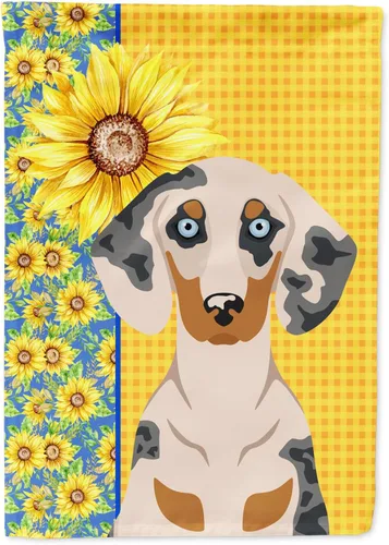 Vista 128 de Caroline's Treasures WDK5313GF Bandera de jardín con diseño de girasoles de verano, color negro y tostado, Airedale Terrier para buzón, bandera