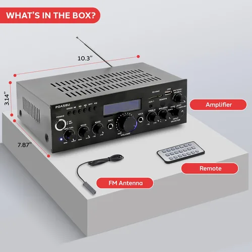 Vista 8 de Amplificador estéreo Pyle con Bluetooth y Radio AM/FM MP3/USB/AUX 200 W (pda5bu)