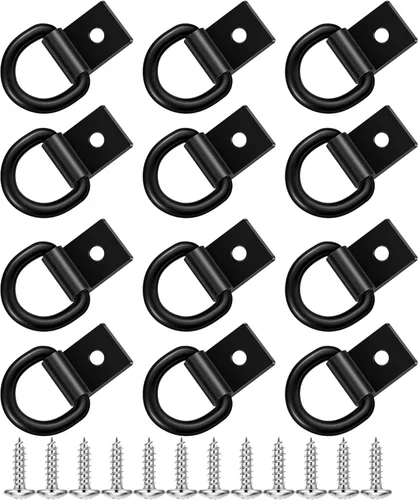 Vista 10 de garini Anclajes de amarre de anillo en D negro, 4 anillos en D resistentes con tornillos