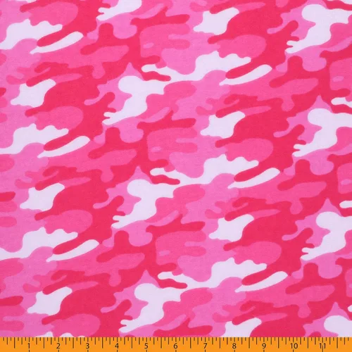 Vista 4 de Mook Fabrics Tela de franela de camuflaje [43 pulgadas de ancho], corte Rosa Hot