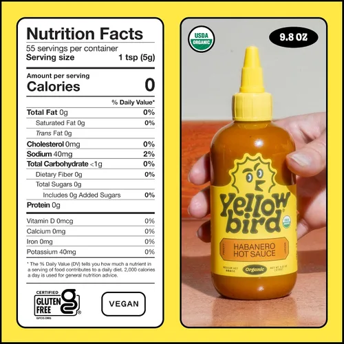 Vista 2 de Yellowbird® Salsa picante orgánica de habanero 9.8 oz. Tamaño para despensa