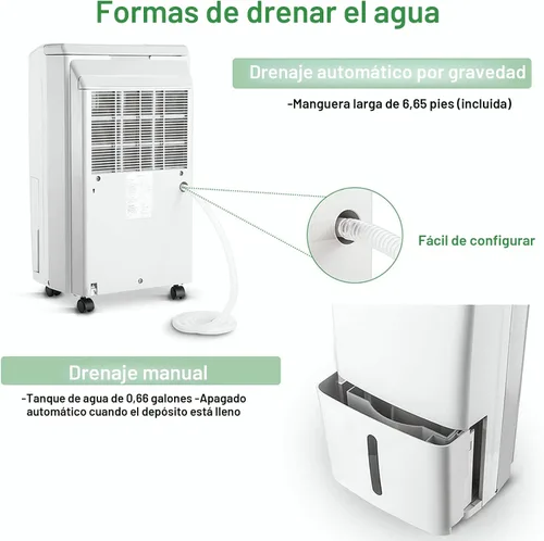 Vista 5 de [Usado] Waykar - Deshumidificador para espacios de 2000 pies cuadrados, para el hogar y sótanos, con drenaje automático y manual, con un tanque