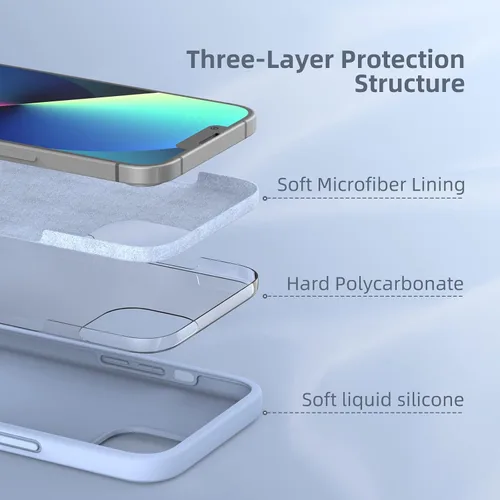 Vista 5 de Funda compatible con iPhone 13 para mujeres y hombres, [Protección completa] [Antihuellas dactilares] [Tacto suave] Funda protectora de silicona