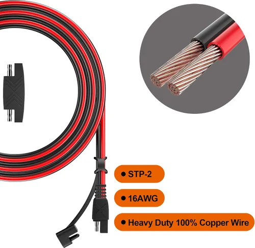 Vista 4 de OYMSAE Cable de extensión SAE, cable de desconexión rápida SAE de 6 pies 16 AWG a SAE, cable conector de extensión SAE para motor de arrastre
