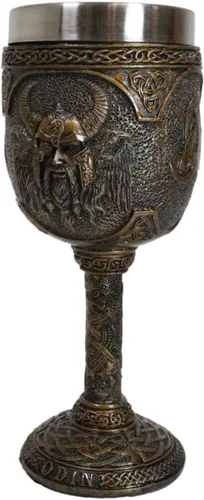 Vista 5 de Ebros Mitología nórdica Viking Alfather Odin God Of Asgard 7oz resina copa de vino cáliz con forro de acero inoxidable regla asgardiana Thor Loki
