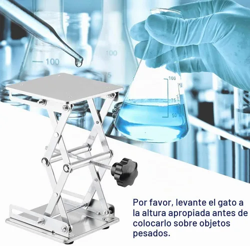 Vista 5 de Labasics Gato de tijeras de laboratorio de 6 x 6 pulgadas, 5.906 x 5.906 in, acero inoxidable, soporte de laboratorio, plataforma de soporte