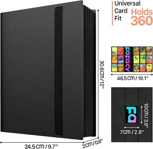 Vista 6 de Carpeta de tarjetas coleccionables de 9 bolsillos, 360 tarjetas Negro