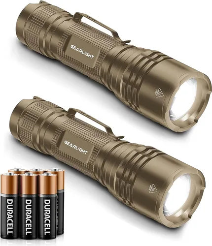 Vista 10 de GearLight Linternas tácticas LED de alto lúmenes, mini linternas para transporte EDC, linterna de emergencia compacta y potente hecha de aluminio