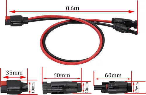Vista 4 de Conector 10AWG (M-C-4) a (an-der-Son) Conector de cable de panel solar de alimentación hembra, conector solar a puerto de anuncios para Goal Zero