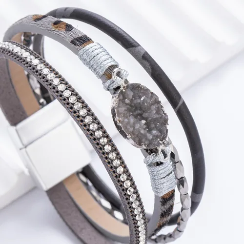 Vista 167 de FANCY SHINY - Pulsera de cuero estilo bohemio, pulsera de cuentas de cristal con cierre magnético, regalos de joyería para mujer