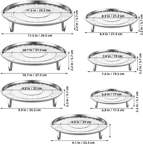 Vista 2 de 7pcs Stainless Steel Steam Tray Insert with Detachable Feet