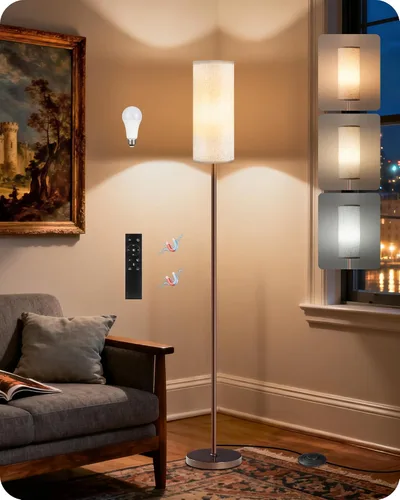 Vista 12 de Paquete de 2 lámparas de pie rosas regulables para sala de estar con 2 controles remotos e interruptor de pie, lámpara de pie de esquina, lámpara