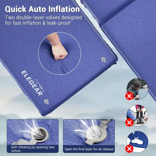 Vista 6 de Elegear Almohadilla de dormir autoinflable, 3.18 pulgadas, almohadilla de espuma viscoelástica ultra gruesa con almohada, colchón de campamento