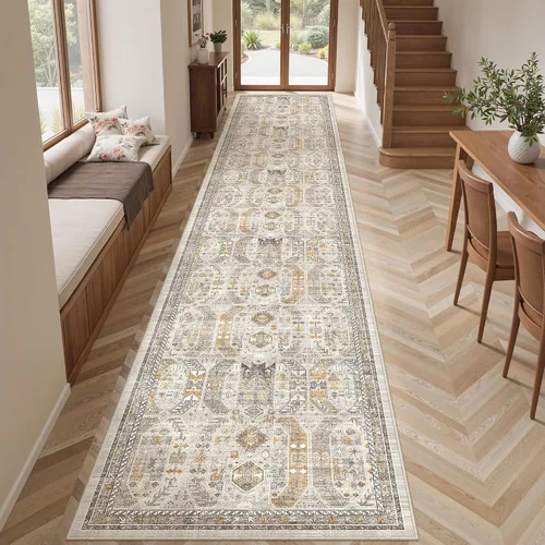 Vista 65 de befbee - Alfombra para sala de estar, lavable y resistente a manchas, con base antideslizante, ideal para dormitorio y cocina, decoración clásica