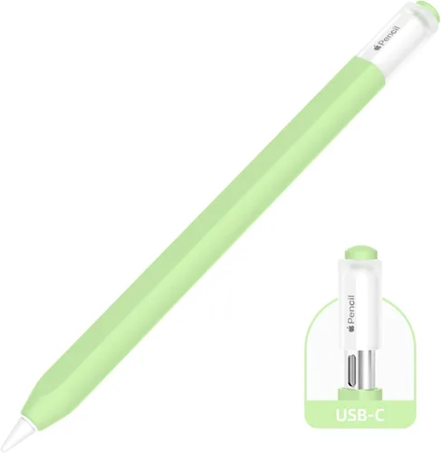 Vista 9 de AZF Compatible con Apple Pencil USB C, funda protectora de silicona antideslizante para Apple Pencil (USB-C), soporte magnético (gris)