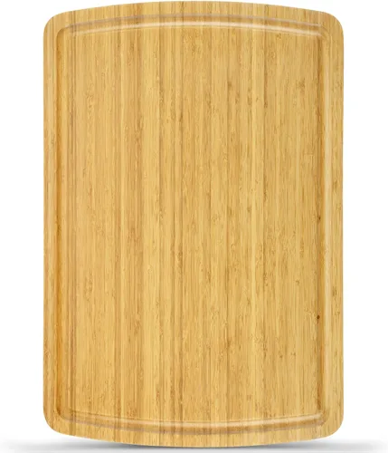 Vista 7 de Tabla de cortar extragrande de 30 x 20 pulgadas, tabla de cortar para estufa, tabla de cortar de bambú de cocina con ranura para jugo, tabla grande