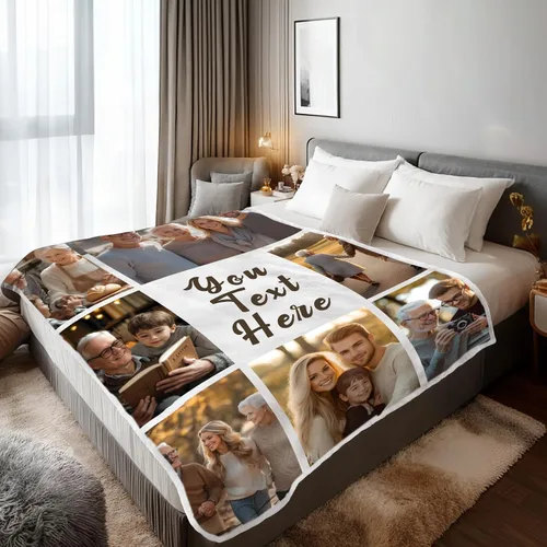 Vista 15 de Mantas personalizadas con 1 foto y texto impreso en Estados Unidos Manta personalizada con imagen de 30 x 40 pulgadas Mantas personalizadas