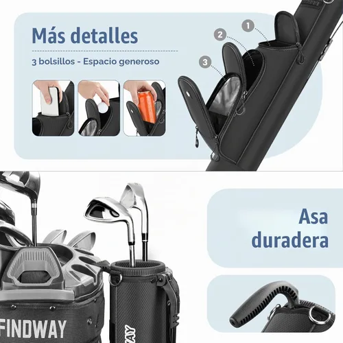 Vista 8 de Findway Bolsa de Soporte de Golf, [Espacio Generoso Mejorado] Bolsa de Golf Pequeña para Campo de Práctica, Par 3 y Campos Ejecutivos, Bolsa Ligera