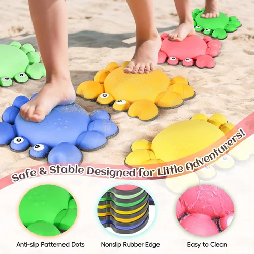 Vista 4 de TOPNEW Piedras de paso para niños, piedras de equilibrio antideslizantes para promover las habilidades de coordinación de los niños, carreras
