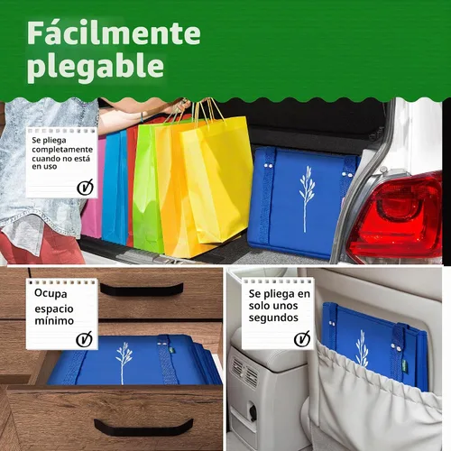 Vista 8 de Green Bulldog - Bolsas reutilizables para comestibles, resistentes y reutilizables, con asas largas, plegables y plegables, con capacidad para hasta