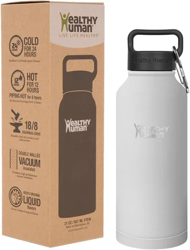 Vista 10 de Botella de agua saludable y humana, sin BPA, para deportes, viajes, de acero inoxidable, aislada