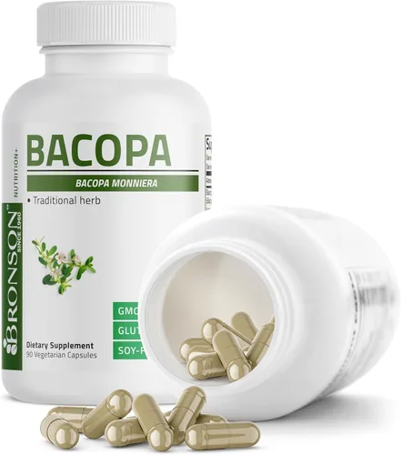 Vista 6 de Bronson Bacopa apoya la función cerebral saludable y el rendimiento mental, hierba tradicional, sin OGM, 90 cápsulas vegetarianas