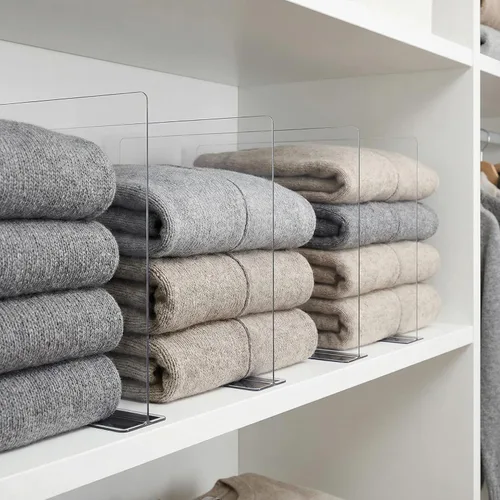 Vista 5 de Baluue Paquete de 6 separadores de estantes para estantes de metal, divisor de estante de armario con separador magnético organizador para ropa