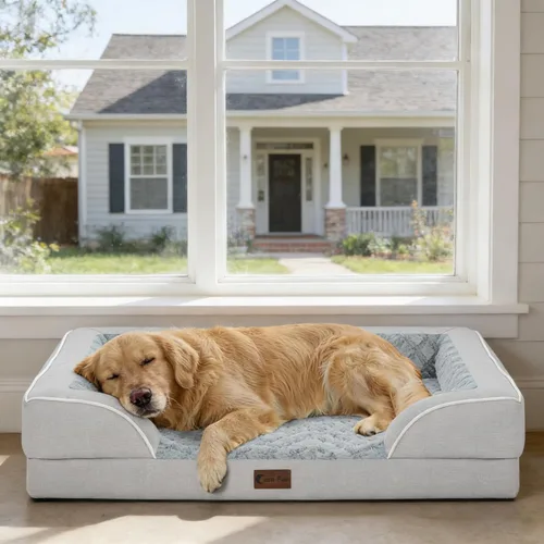 Vista 59 de Camas ortopédicas para perros grandes, cama de espuma viscoelástica impermeable para mascotas grandes con lados 89x56 cm, sofá para perros grandes