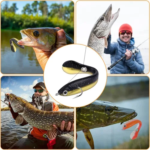 Vista 7 de Ainiv Bionic - Señuelo de pesca, suave kit de señuelos de pesca biónicos creativos y realistas, accesorio de pesca para agua dulce y salada