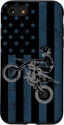 Vista 18 de Dirt Bike US Flag Vintage Motocross Racing Case for iPhone 17
