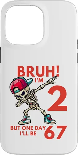 Vista 21 de Bruh I'm 2 But One-Day I'll Be 67 Retro 2nd Birthday Kids Case for iPhone XR