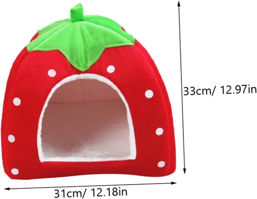 Vista 2 de Mipcase Elegante cama de fresa para mascotas, casa para gatos, compacta, fácil de mascotas, cama para dormir